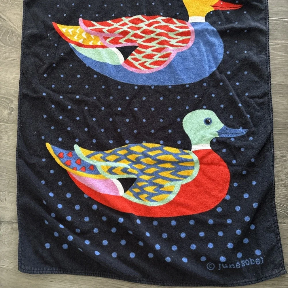 Terrimondo Beach Towel Mallard Ducks Polka dot Cotton June Sobel art Retro Isrea